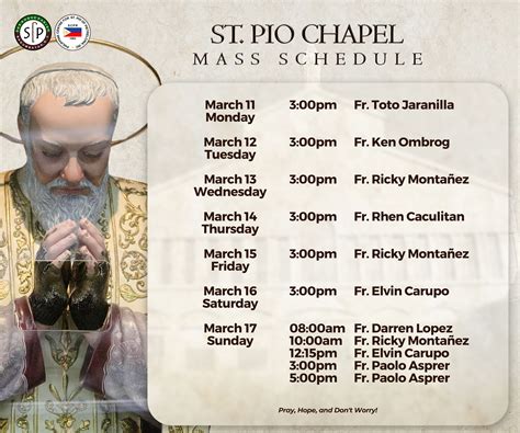 padre pio ayala feliz mass schedule|Saint Pio Chapel in Bagumbayan Quezon City.